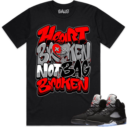 Black Metallic 5s Shirt to Match - Jordan 5 Sneaker Tees - Heart Broken