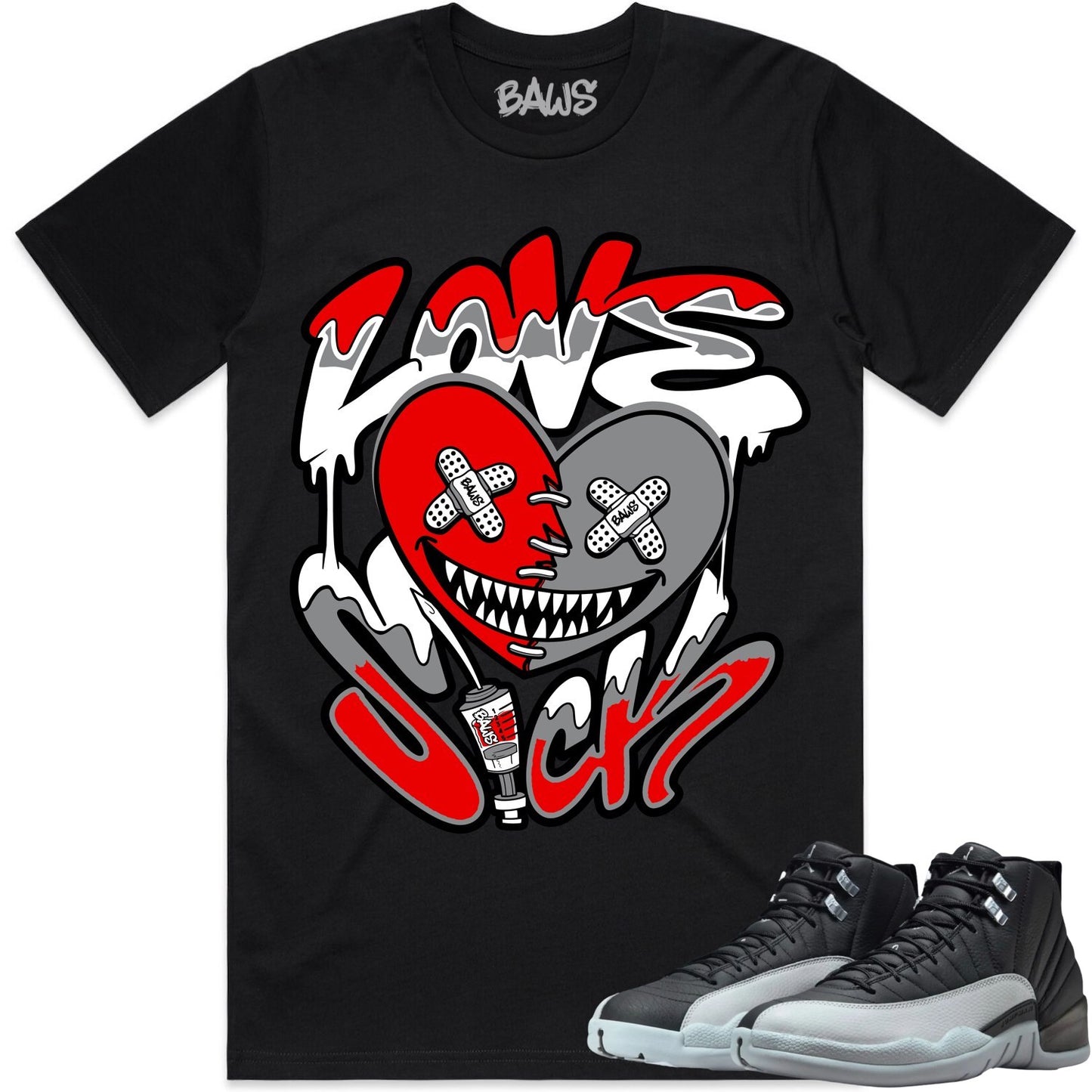 Wolf Grey 12s Shirt to Match - Jordan 12 Matching Sneaker Tees - Love Sick Baws