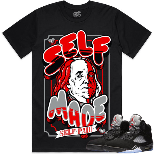 Black Metallic 5s Shirt to Match - Jordan 5 Sneaker Tees - Self Made