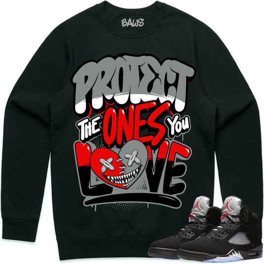 Black Metallic 5s Sweater to Match - Jordan 5 Sneaker Tees - Protect Baws