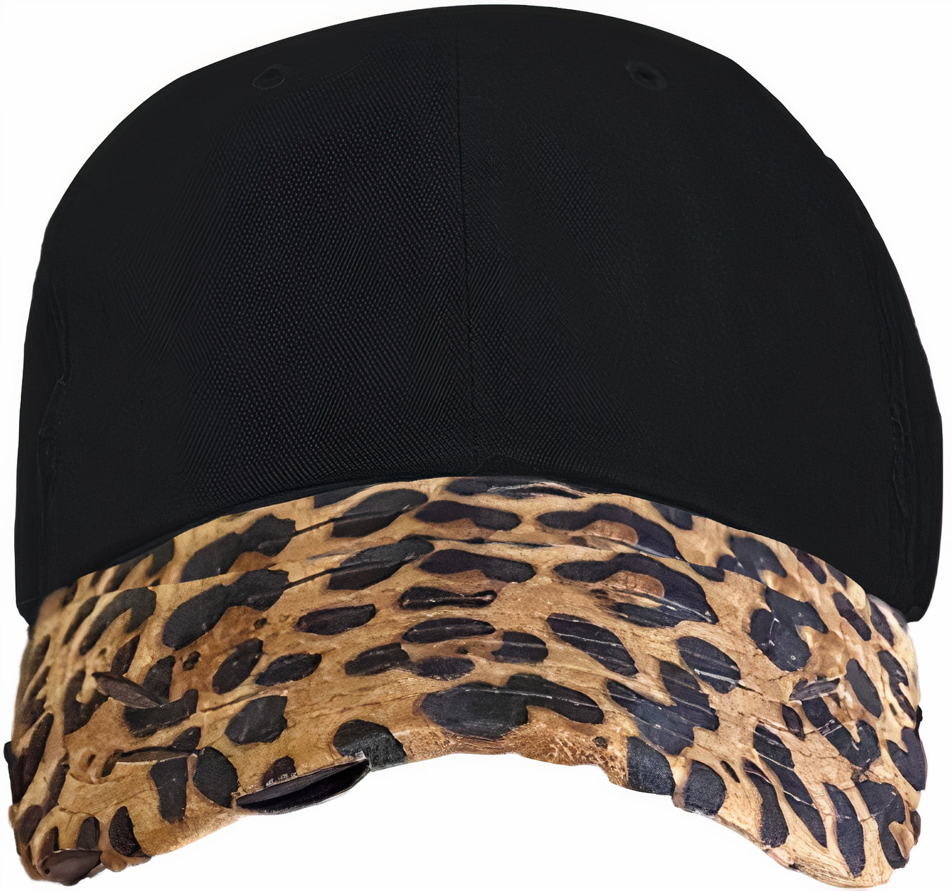 Blank Distressed Dad Hat Baseball Cap - 2T Black/Leopard