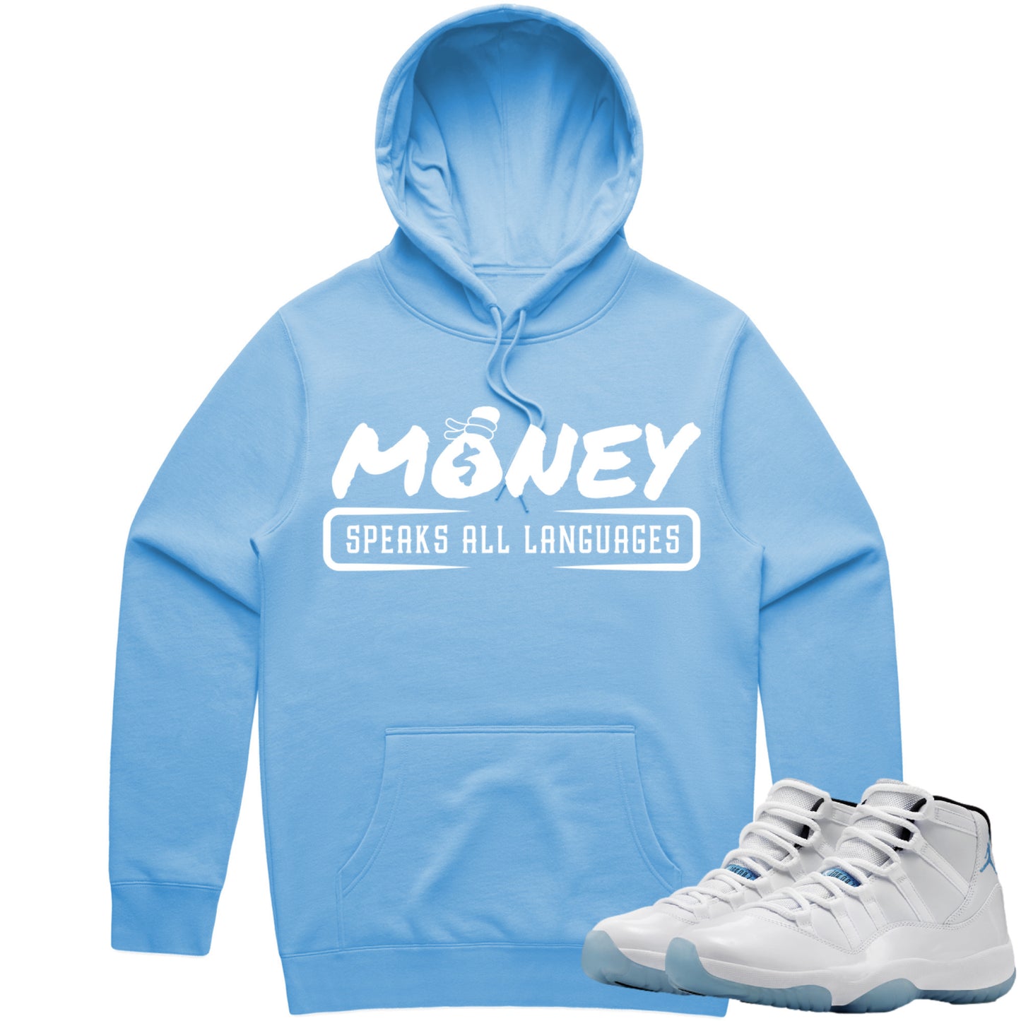 Jordan 11 Legend Blue Columbia 11s Hoodie to Match - Money Languages