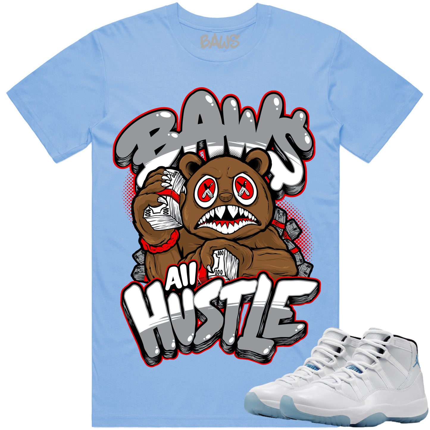 Legend Blue 11s Shirt to Match - Jordan 11 Legend Sneaker Tees - Hustle Baws