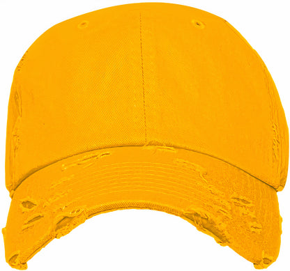 Blank Distressed Dad Hat Baseball Cap - Gold