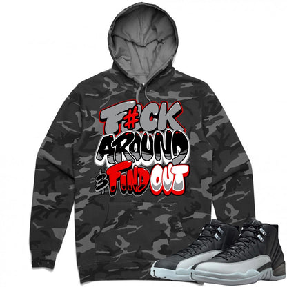 Wolf Grey 12s Camo Hoodie to Match - Jordan 12 Baron Matching Hoodie - F#ck