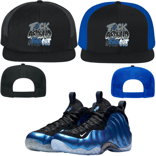 International Blue Foamposites Flat Brim Trucker Hat - F#ck