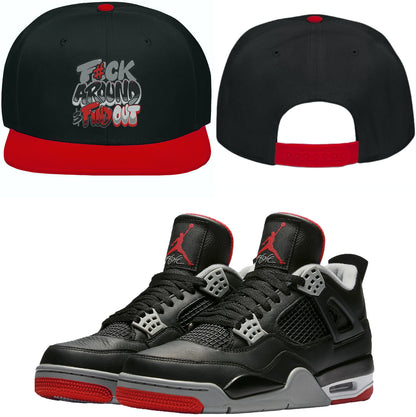 Bred 4s Snapback Hat - Jordan 4 Hat to Match - F#ck