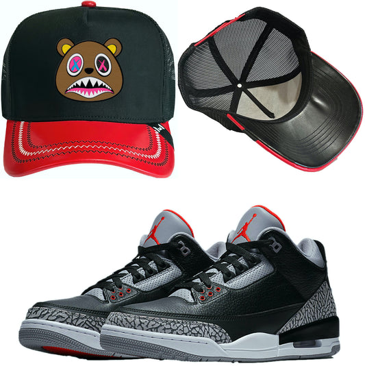 Black Cement 3s Trucker Hat - Jordan 3 Hat to Match - Crazy Baws