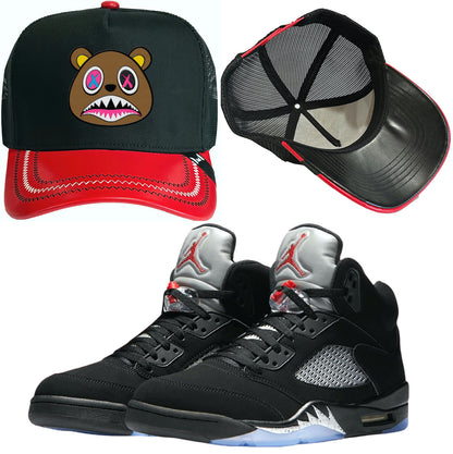 Black Metallic 5s Trucker Hat - Jordan 5 Hat to Match - Crazy Baws