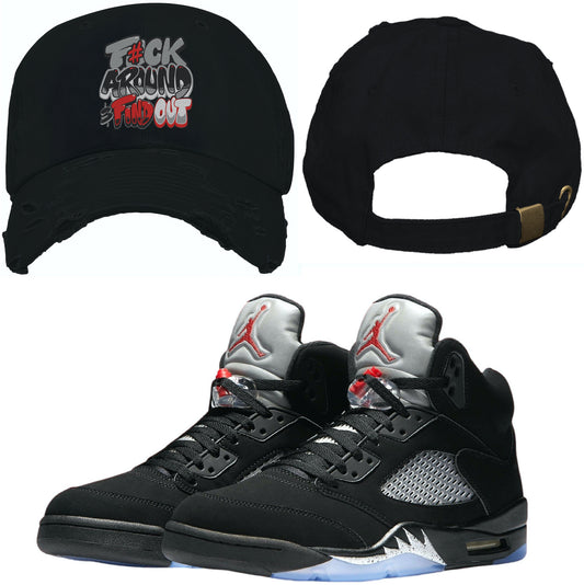 Jordan 5 Black Metallic 5s Dad Hat to Match - F#ck