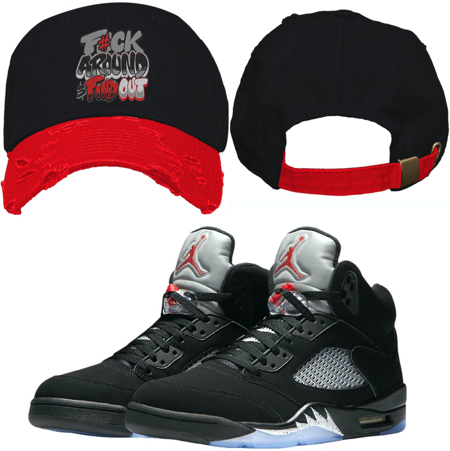 Jordan 5 Black Metallic 5s Dad Hat to Match - F#ck