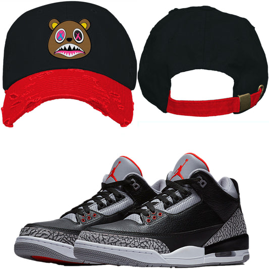 Jordan 3 Black Cement 3s Dad Hat to Match - Crazy Baws