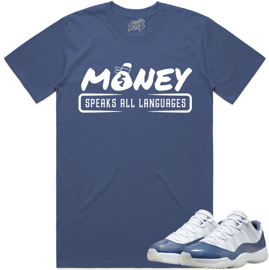 Jordan 11 Low Diffused Blue 11s Sneaker Tees - Shirt to Match - Money Languages