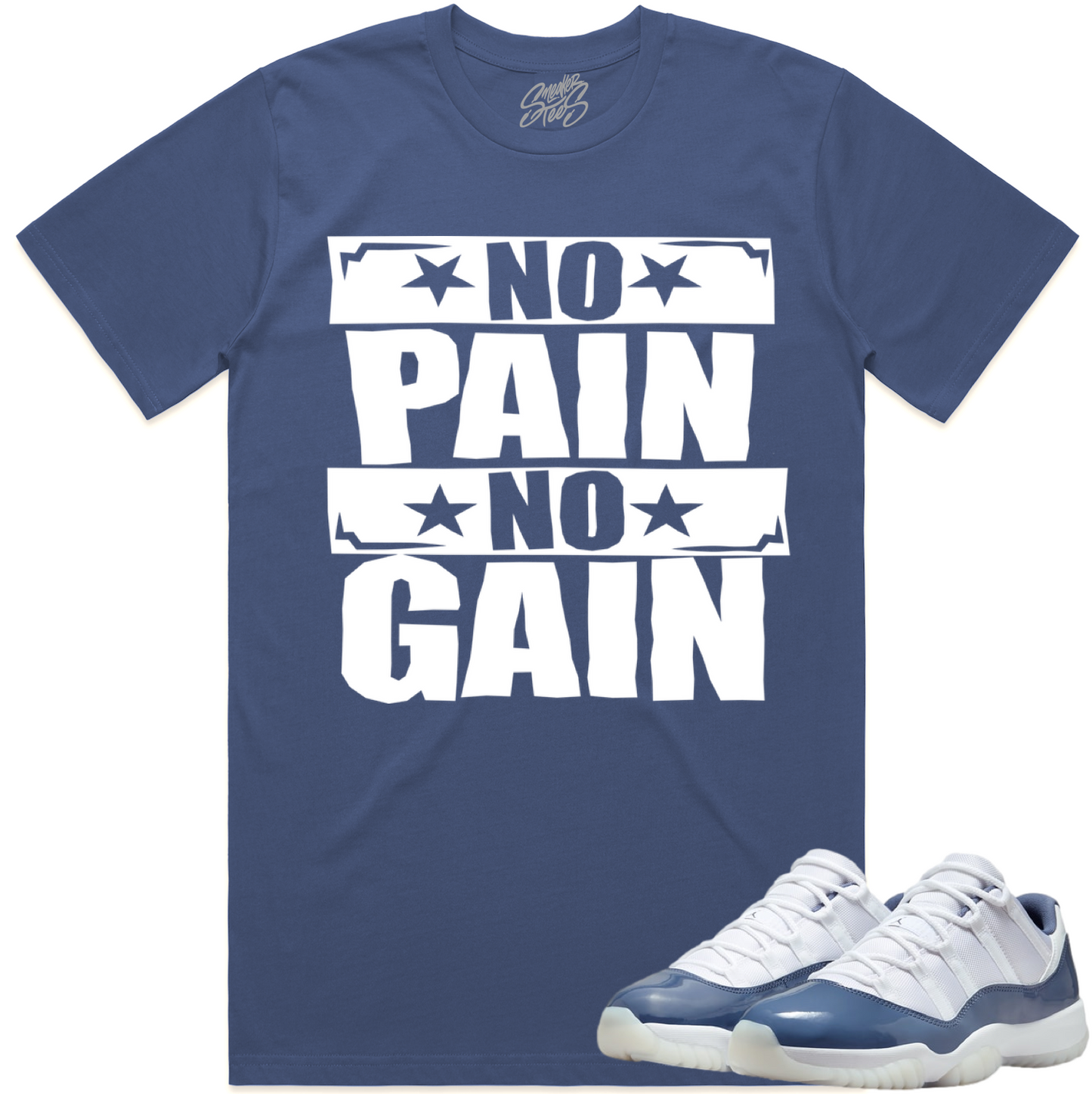 Jordan 11 Low Diffused Blue 11s Sneaker Tees - Shirt to Match - No Pain