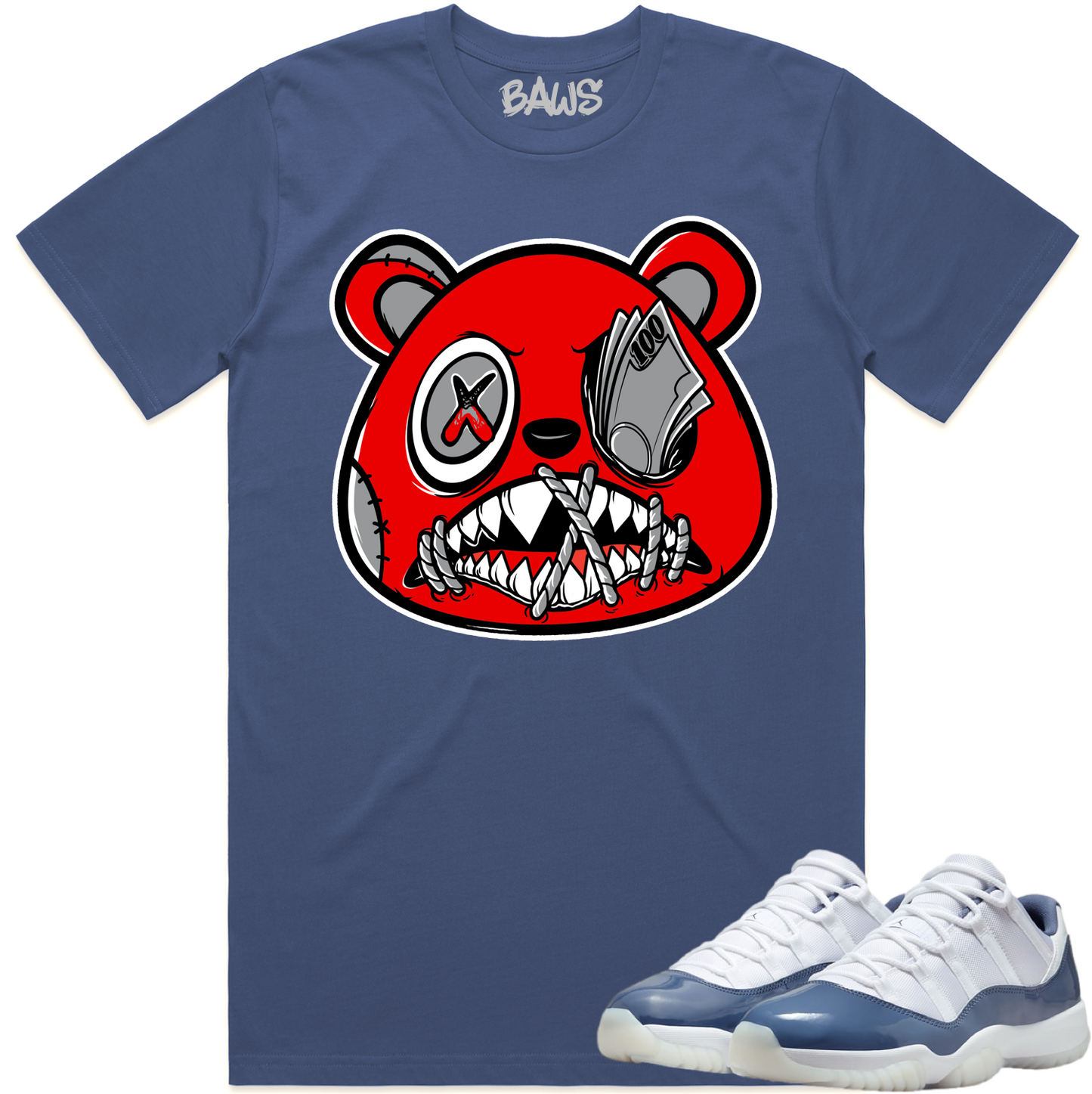 Diffused Blue 11 Shirt to Match - Jordan 11s Sneaker Tees - Money Talks Baws