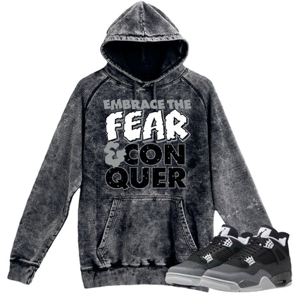 Fear 4s Vintage Hoodie to Match - Jordan 4 Fear Matching Hoodie - Embrace Fear