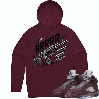 Burgundy 5s Hoodie to Match - Jordan 5 Sneaker Tees - Brrr