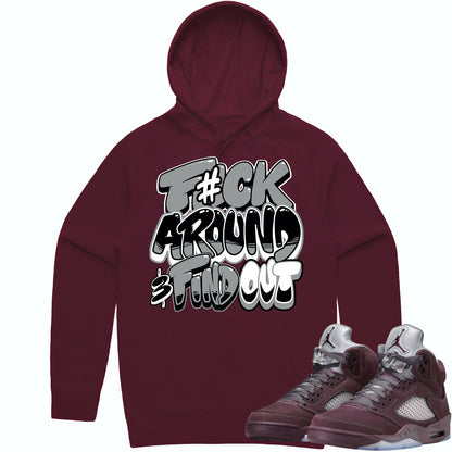 Burgundy 5s Hoodie to Match - Jordan 5 Sneaker Tees - F#ck