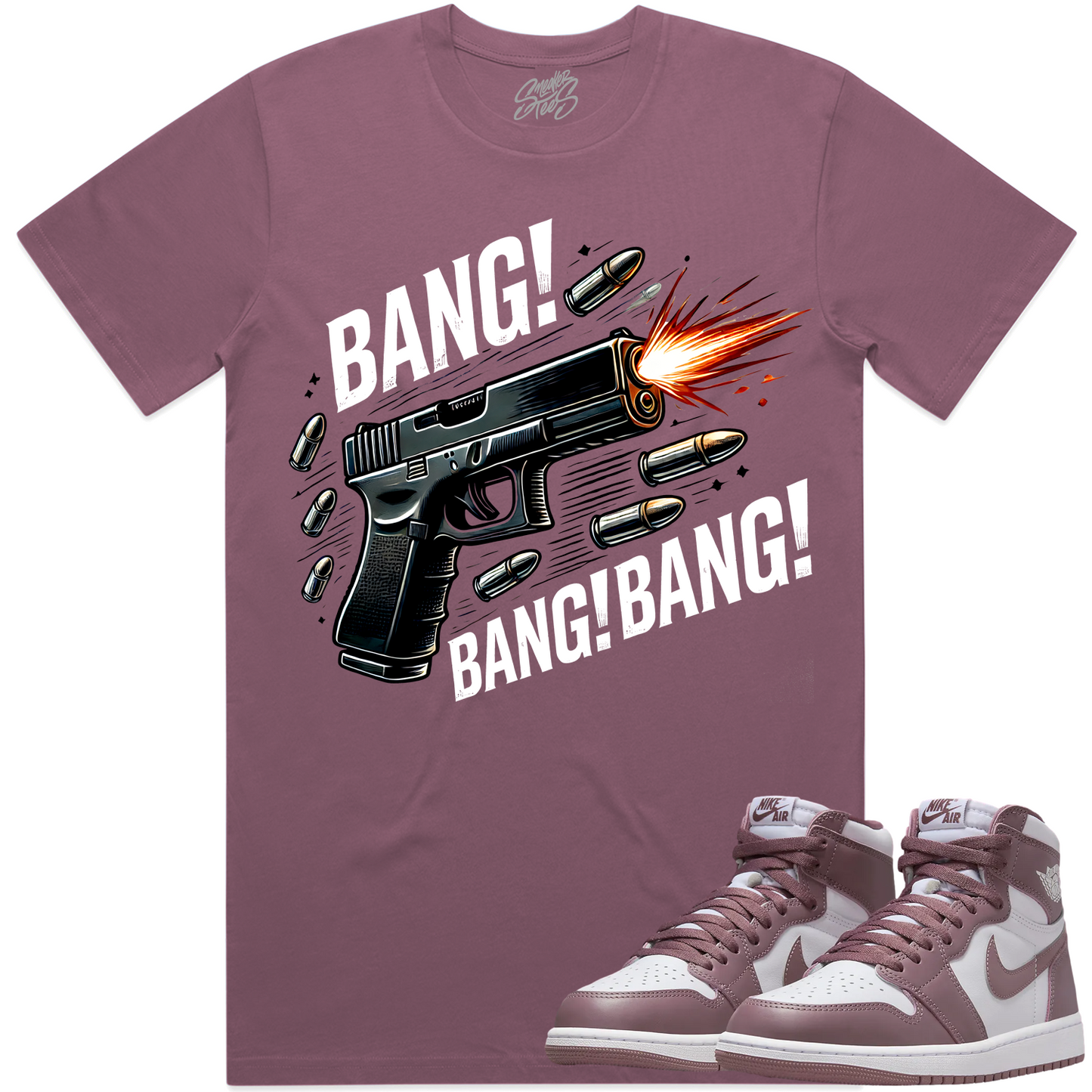 Mauve 1s Shirt to Match - Jordan 1 Sneaker Tees to Match - Bang Bang