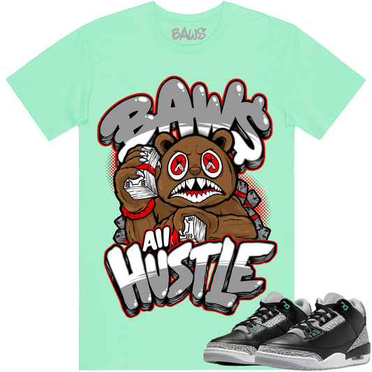 Green Glow 3s Shirt to Match - Jordan 3 Sneaker Tees - Hustle Baws