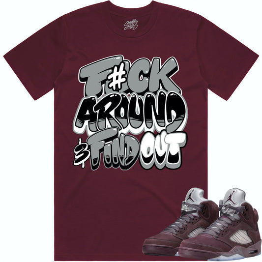 Burgundy 5s Shirt to Match - Jordan 5 Sneaker Tees - Oreo F#ck