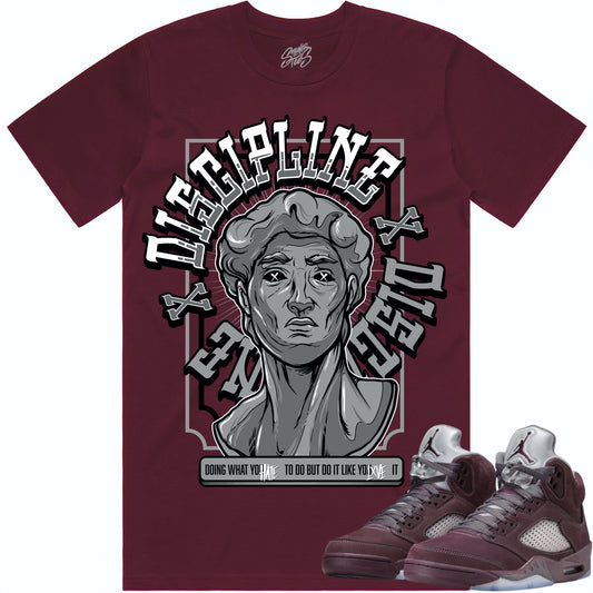 Burgundy 5s Shirt to Match - Jordan 5 Sneaker Tees - Discipline