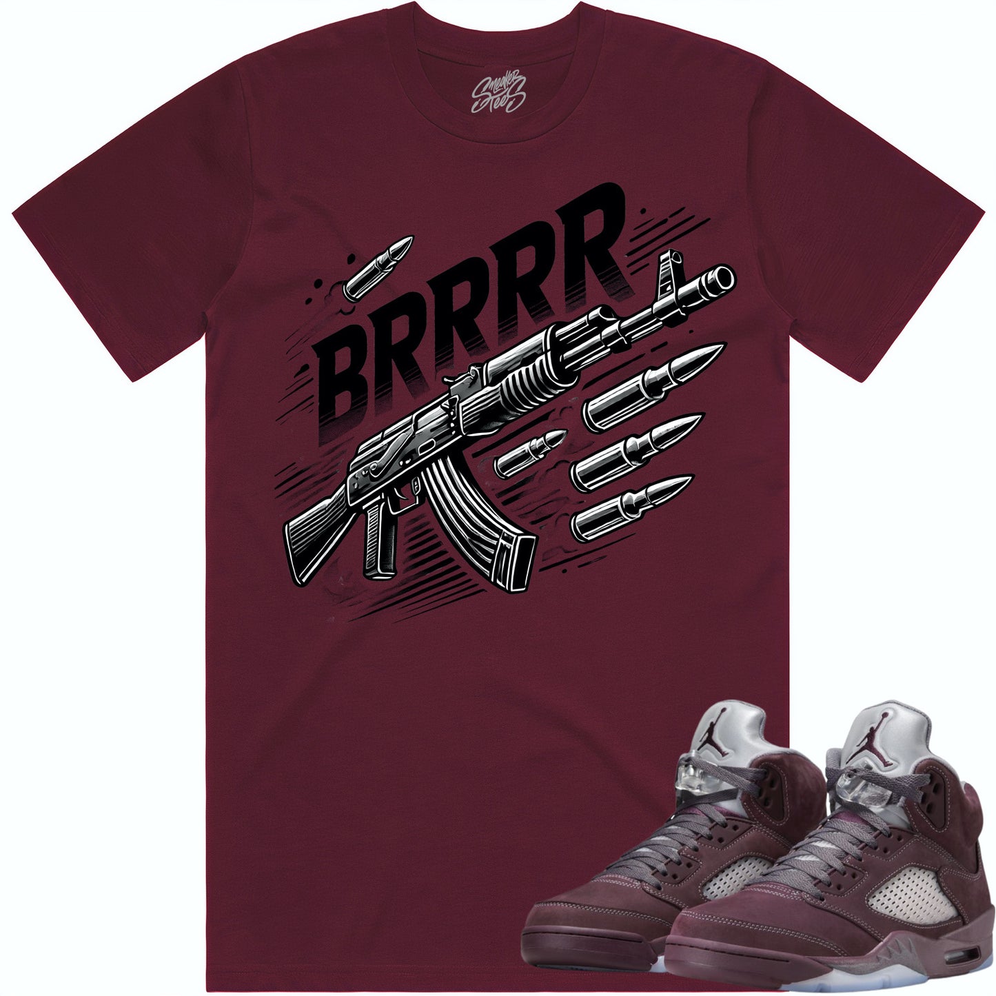 Burgundy 5s Shirt to Match - Jordan 5 Sneaker Tees - Brrr