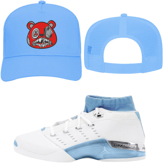Jordan 17 Low University Blue UNC 17s Trucker Hat to Match - RED MONEY TALKS BAWS