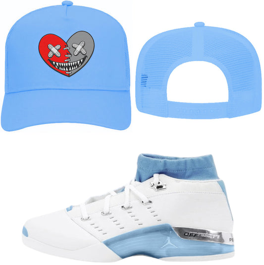 Jordan 17 Low University Blue UNC 17s Trucker Hat to Match - RED HEART BAWS