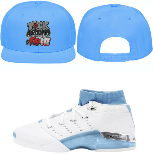 Jordan 17 Low University Blue UNC 17s Snapback Hat to Match - RED F#CK