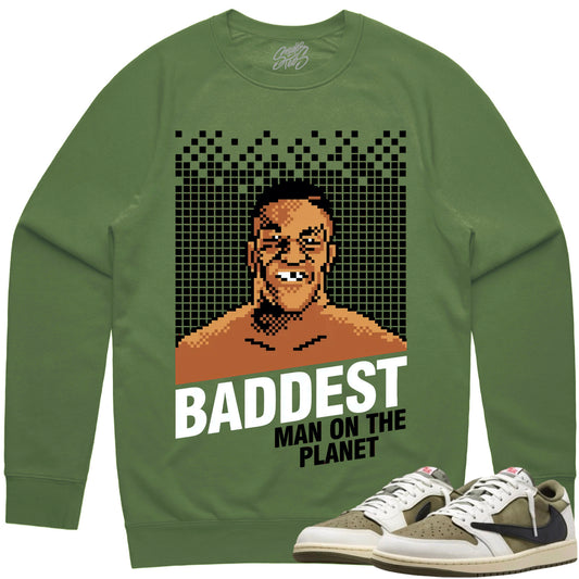 Jordan 1 Travis Scott Olive Sweater to Match - Sweatshirt - Baddest