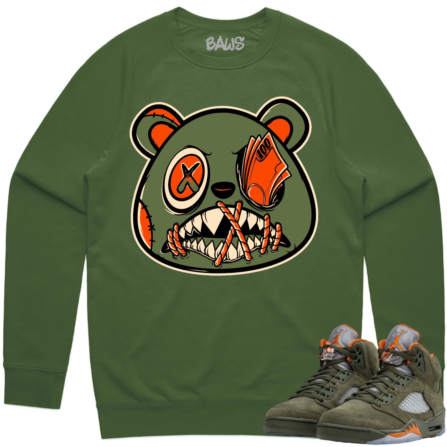 Jordan Olive 5s Sweater to Match - Sweatshirt - Money Talks Baws