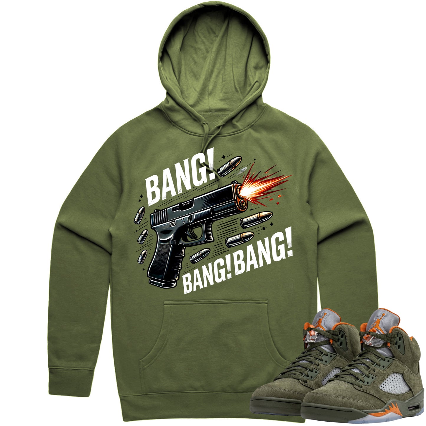 Jordan 5 Olive 5s Hoodie to Match - Bang!