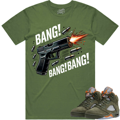 Olive 5s Shirt to Match - Jordan 5 Sneaker Tees - Bang!