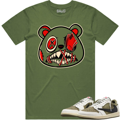 Jordan 1 Travis Scott Olive Shirt to Match - Sneaker Tees - Money Talks Baws