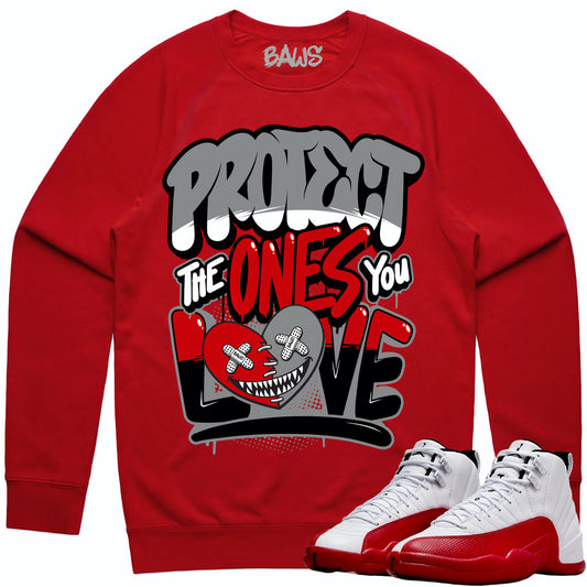 Cherry 12s Sweater - Jordan 12 Sweatshirt to Match - PTOYL Baws