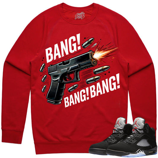 Black Metallic 5s Sweater to Match - Jordan 5 Sneaker Tees - Bang