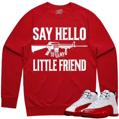 Cherry 12s Sweater - Jordan 12 Sweatshirt to Match - Little Friend