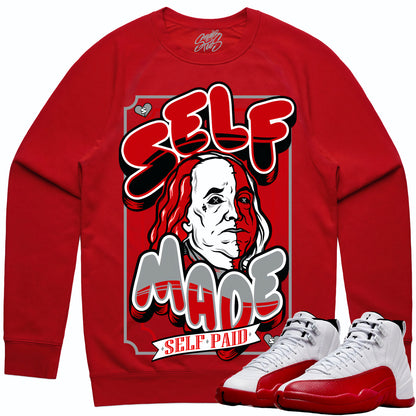 Cherry 12s Sweater - Jordan 12 Sweatshirt to Match - Self Made