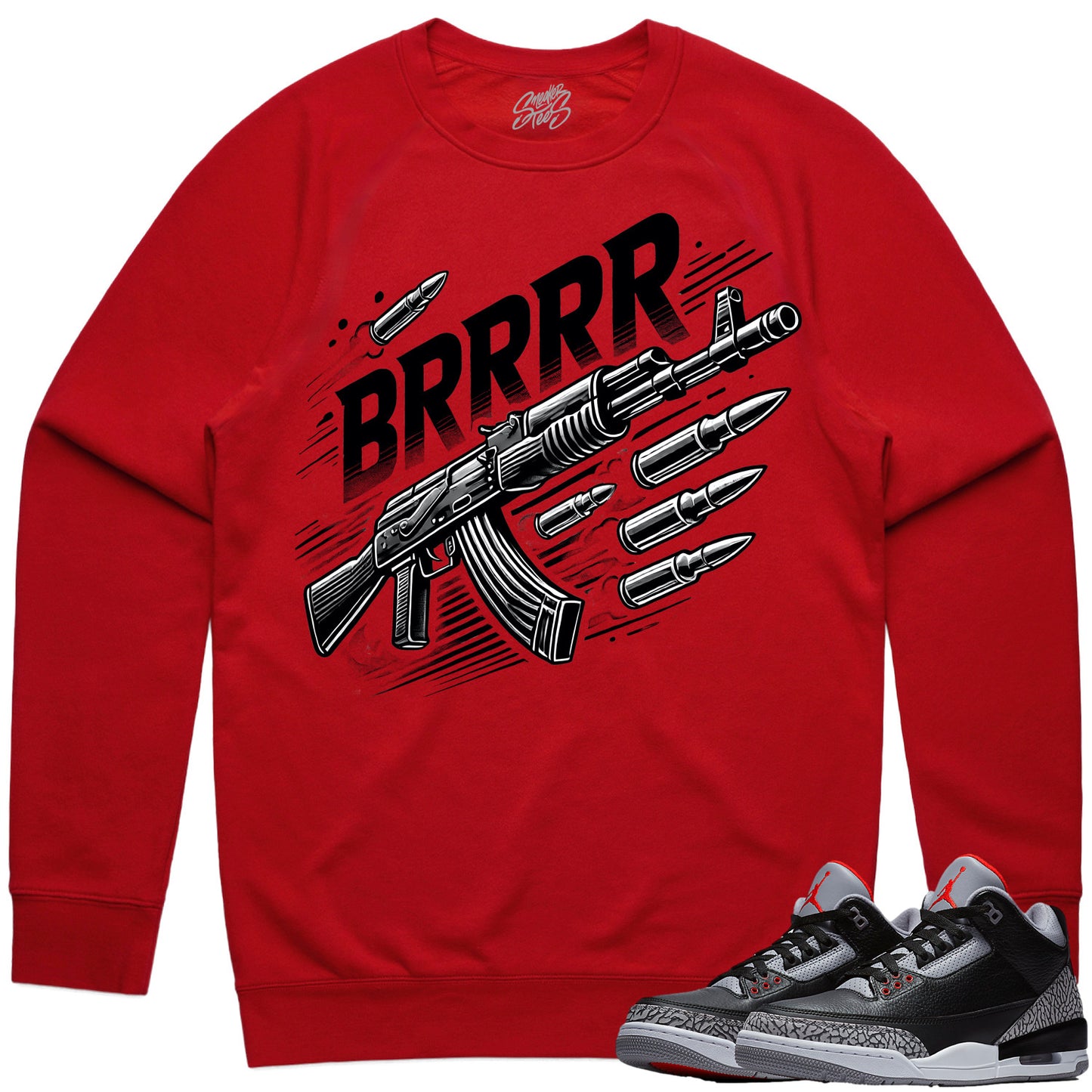 Black Cement 3s Sweater to Match - Jordan 3 Sneaker Tees - Brrr