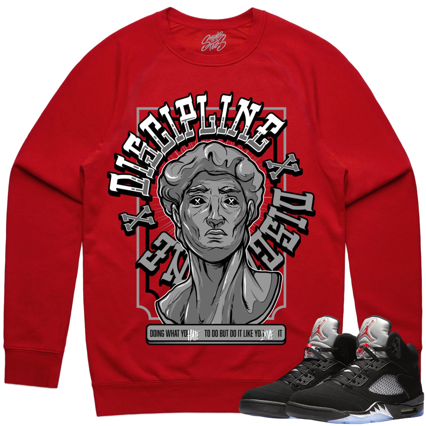 Black Metallic 5s Sweater to Match - Jordan 5 Sneaker Tees - Discipline