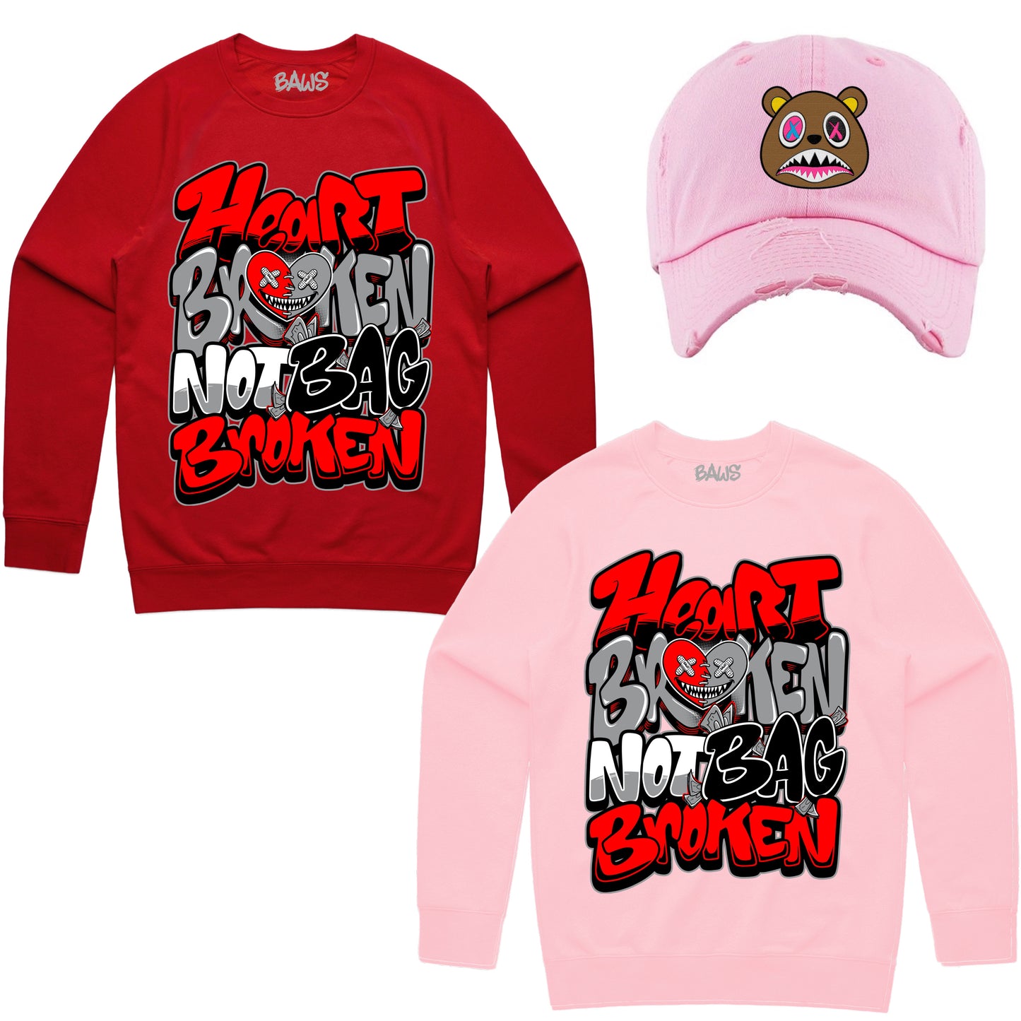 Valentines Day Sweater Bundle with Free Gift - Pink and Red - Heart Broken