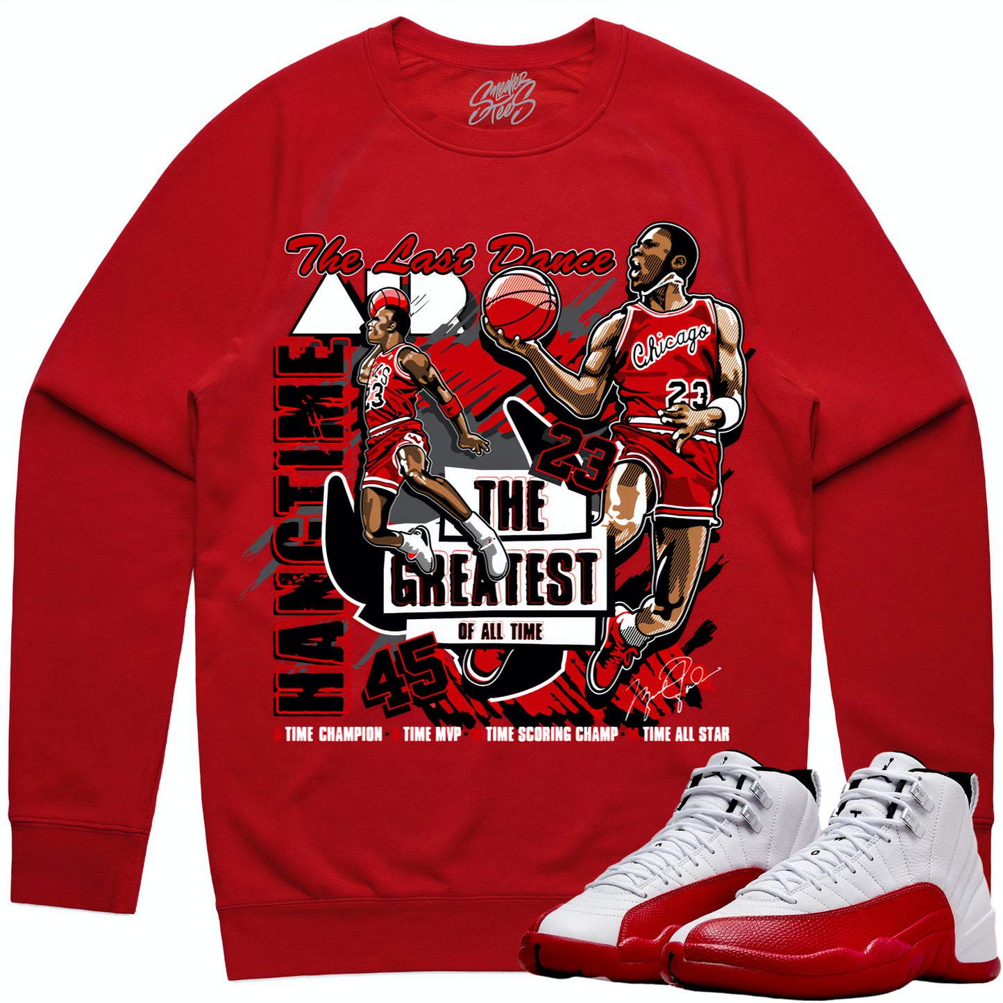 Cherry 12s Sweater - Jordan 12 Sweatshirt to Match - Hangtime