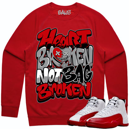 Cherry 12s Sweater - Jordan 12 Sweatshirt to Match - Heart Broken Baws