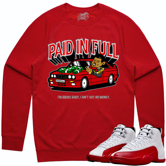 Cherry 12s Sweater - Jordan 12 Sweatshirt to Match - Paid