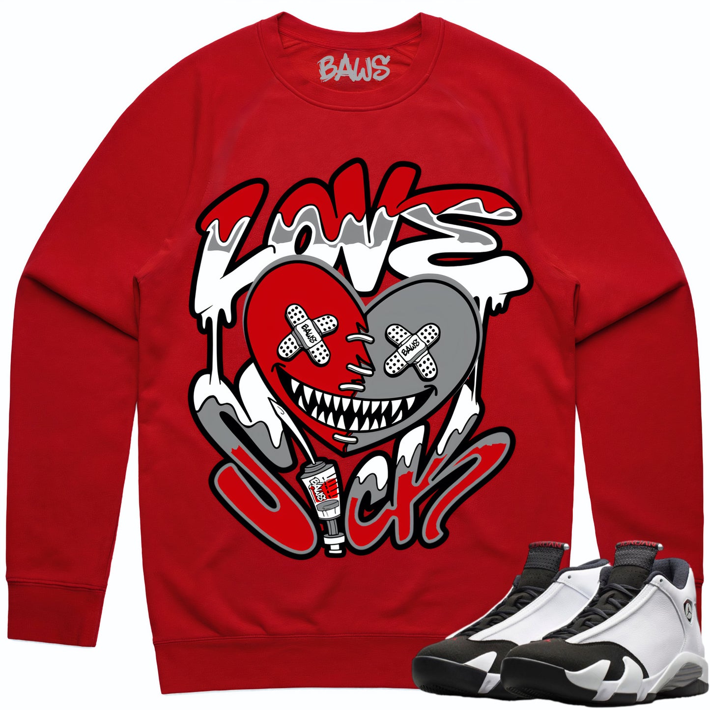 Black Toe 14s Sweater to Match - Jordan 14 Sneaker Tees - Love Sick Baws