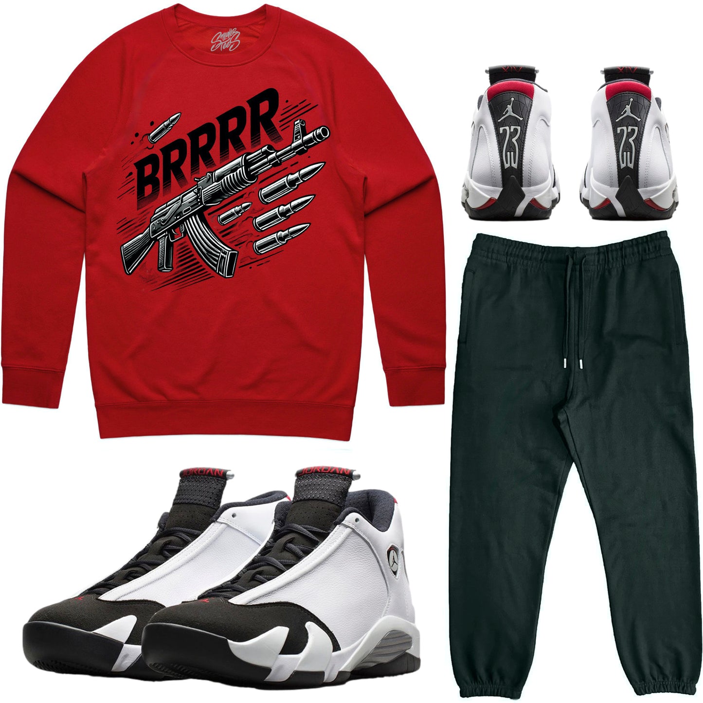 Black Toe 14s Sneaker Outfit - Sweater & Jogger Sweat Suit - Brrr