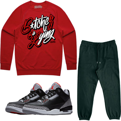 Jordan Black Cement 3s Sneaker Outfit - Sweater & Jogger Sweat Suit - BBL