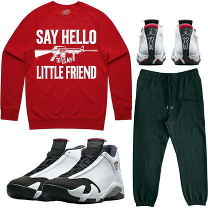 Black Toe 14s Sneaker Outfit - Sweater & Jogger Sweat Suit - Little Friend