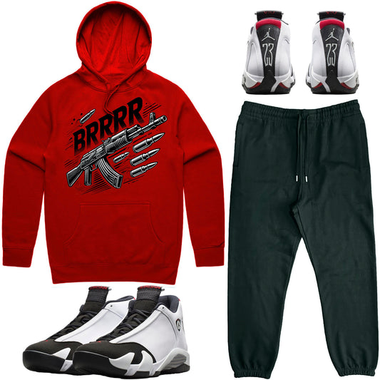 Black Toe 14s Sneaker Outfit - Hoodie & Jogger Sweat Suit - Brrr